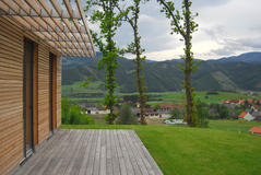 Ausblick über die Terrasse auf Ort und Landschaft:  (© Architekt DI Peter Polding ZT)